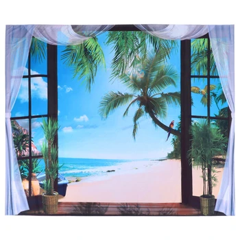 Окно, Гобелен с пляжным пейзажем, Настенный Гобелен для гостиной, спальни, художественный Декор 230 X 180 см
