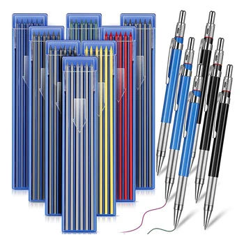 6 полосатых карандашей для сварки, 96 шт. серебряных и цветных заправок, цветные механические карандаши, маркеры для сварки