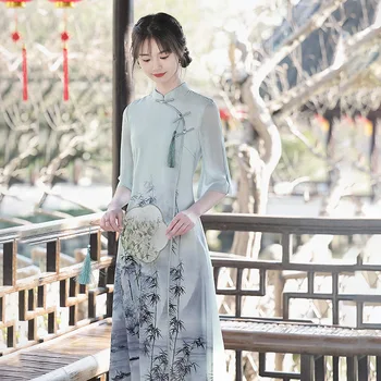 Yourqipao 2023 Летний Улучшенный Костюм Cheongsam Femininity Tang Aodai Qipao в Традиционном Китайском стиле, Вечернее Платье для женщин