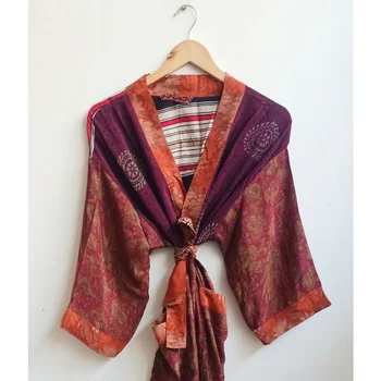 Этнические блузки, разноцветные кимоно, шелковые банные халаты, женская одежда, ночное макси-платье